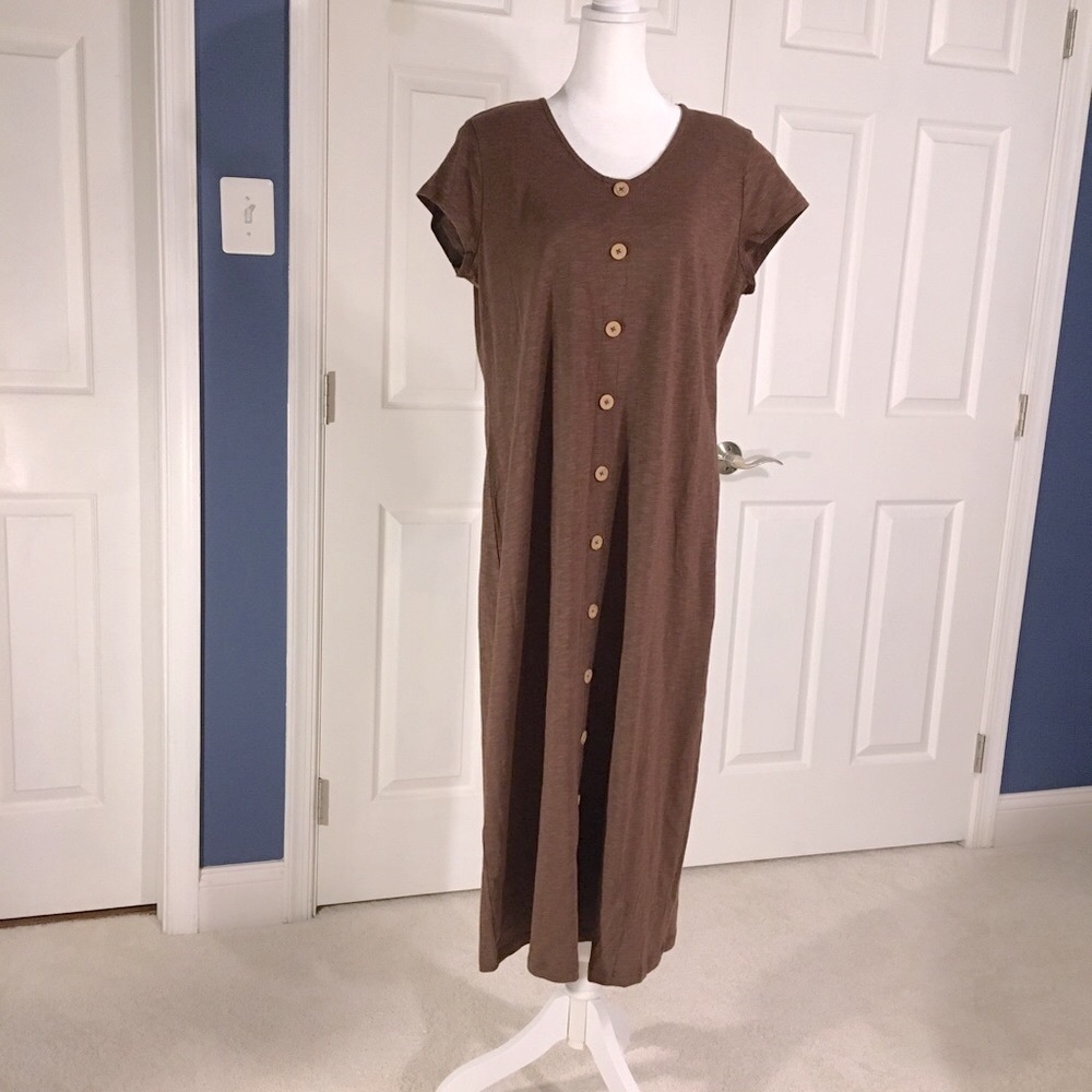 Denim & Co Brown MIDI Dress